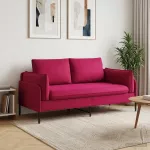 Dvita&scaron;kė sofa 2 vietos Vyno raudona 188 x 81 x 89 cm Aksomas