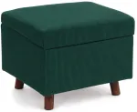 Relaxdays Taburetė su daiktadėže ir mediniais kojelėmis, rievėtas pliu&scaron;as, MDF