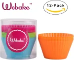 Webake silikoninės keksiukų formelės, didelės, 9 cm, 12 vnt., daugkartinio naudojimo, silikoninės formelės, kepimo formelės, keksiukų formelės, kepimo formelės broniams, pyragams, pudingams