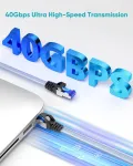 Busohe Cat 8 Lan kabelis, 2 metrai, 40 Gbps, 2000 Mhz, ethernet kabelis, tinklo kabelis, plok&scaron;čias didelės spartos gigabitinis Rj45 patch kabelis, pintas interneto kabelis, suderinamas su Pc, mar&scaron;rutizatoriumi, modemu