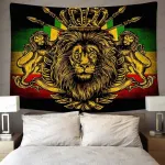 Stcree rasta rastafari gobelenas didelis 203x152 cm mink&scaron;tas flanelinis liūto karūnos vėliavos hipių meno sienų apmu&scaron;alas svetainės miegamojo dekoravimo reklaminis skydelis gtzyfs635