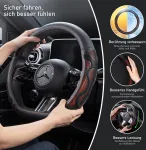 Yamlten silikoninės odos sujungimo automobilio vairo užvalkalas, neslystantis, laidus orui, apsaugantis nuo kar&scaron;čio automobilio vairo užvalkalas, 38 cm / 14,96 colio sportinio vairo apsauga, D formos universalus, oranžinis