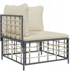 Sodo kampinė sofa i&scaron; ratano, antracito spalvos, 72x72x66 cm