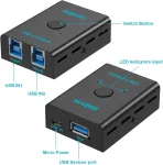 Sgeyr Usb 3.0 jungiklis, 2 įėjimai 1 i&scaron;ėjimas Usb perjungiklis 2 kompiuteriams dalintis 1 Usb įrenginiu, pele, klaviatūra, skaitytuvu, spausdintuvu ir kt.