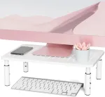 Laikiklis Putorsen Premium monitoriaus stovas, 3 auk&scaron;čio reguliavimo stabilūs ekrano stovai, orui laidus tinklelio platforma monitoriui, ne&scaron;iojamam kompiuteriui, spausdintuvui, projektoriui ir kompiuteriui iki 20 kg svorio, baltas