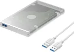 Kietasis diskas Sabrent itin plonas usb 3.0 į 2.5 colio sata i&scaron;orinis aliuminio kietojo disko dėklas [sidabro aliuminio apdaila] (ec-um30)