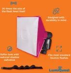 Lumiquest Softbox Iii Lq-119s blykstės difuzorius ir &scaron;viesos mink&scaron;tiklis, universalus klasikinis dizainas i&scaron;orinėms fotoaparatų blykstėms su Ultrastrap, neoninė rožinė