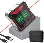 Justool skaitmeninis lcd transportuotojas inklinometras lazerinis kampo matavimo prietaisas gulsčiukas ip54 atsparus vandeniui lygio dėžutė 4 pusių magnetinė niveliavimo dėžutė kampų matuoklis su type-c įkrovimo laidu
