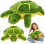 Lean Toys Pliu&scaron;inis žaislas vėžlys, žalias su geltonomis detalėmis, 65 &times; 45 &times; 25 cm