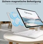 Dracool klaviatūra, skirta Ipad Air 13 colių (m3/m2, 2025/2024), klaviatūros dėklas, skirtas Ipad Pro 12.9 colių 6/5/4/3 Gen su jutikliniu kilimėliu, magnetinė laisvai plaukiojanti ap&scaron;viesta Magic Type klaviatūros dėklas Qwertz, balta