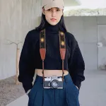 Padwa Lifestyle kameros dirželis - 2" pilno grūdo odos galai, skirti fotografams, Helios-juodas Gold
