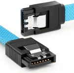 Deleycon 30 cm Sata 3 kabelis nailonas 6 Gbit/s duomenų kabelis Sata Iii jungiamasis kabelis Serial Ata jungiamasis kabelis pagrindinei plok&scaron;tei ir kietajam diskui Hdd Ssd 2 S-ata L jungtis tiesus mėlynas