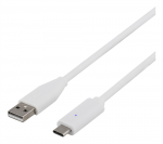 Mob. telefono kabelis DELTACO USBC-1009 USB 2.0, 1m, baltas