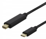 Dymo Kabelis DELTACO USB-C - miniDisplayPort, 4K UHD, paauksuotos jungtys, 1m, juodas / USBC-DP102-K / R00140014
