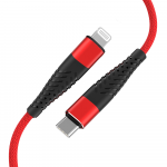 Fusion Accessories Fusion Priedai "Fusion Fishbone" USB-C ir "Lightning" kabelis 30W | 3A | 1,5 m raudonas