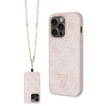 Apple iPhone 15 Pro Guess dėklas Crossbody 4G Metal Logo (GUHCP15LP4TDSCPP) rožinės spalvos
