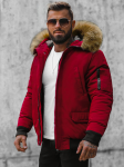 Bomber stiliaus žieminė bordo vyri&scaron;ka striukė Lemor