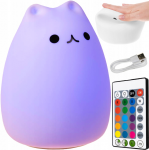 Vaiki&scaron;kas LED &scaron;viestuvas storas katinas, RGB su valdymo pulteliu