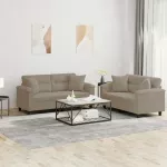 Sofa Sofos komplektas su pagalvėmis, 2 dalių, taupe, audinys