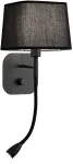 Sieninis &scaron;viestuvas HENDRIX, E14, juodas, su 2W LED skaitymo lempa, 4174601