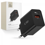 Laidinis įkroviklis 30W PD USB-C + QC3.0 USB Tech-Protect NC30W juodos spalvos