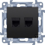 &bdquo;Kontakt-Simon&ldquo; dvigubas kompiuterio lizdas RJ45 6 kategorija (modulis), matinės juodos spalvos, SIMON10