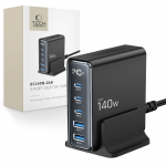 Tech-Protect DC140W-GAN 5 PORT PD140W/QC3.0 įkrovimo stotis - Juodas