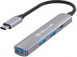 Tellur 4in1 USB-C 3.1 Hub Aluminum, Pilkas