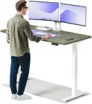 Elektrinis Reguliuojamo: Auk&scaron;čio stalas Desktronic HomeOne Baltas/Žalias, 160x80cm, Dvigubas motoras, USB ir USB-C įkrovimo lizdai
