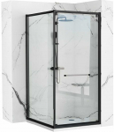 Du&scaron;o kabina Rea Space In Juodas su baltu padėklu, 80x100 cm