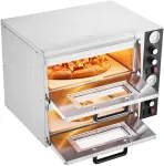 Elektrinė krosnelė Elektrinė picos krosnelė, dviejų auk&scaron;tų komercinė stalvir&scaron;io, 450℃ maks. temp., nepriklausomas valdymas, vidaus krosnelė namams ir restoranams
