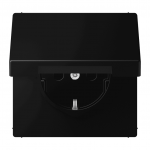 JUNG Lizdas su dangteliu IP44 SCHUKO juodas matinis 16A 250V (LS Serija)