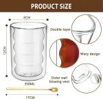 Juaeyidds dvigubų sienelių stiklinių rinkinys, 2 vnt., latte macchiato stiklinės, 350 ml talpos kapučino puodeliai, dvigubų sienelių kavos stiklinės, arbatos stiklinės i&scaron; borosilikatinio stiklo su 2 &scaron;auk&scaron;teliais kapučino, latte, arbatai, ledui