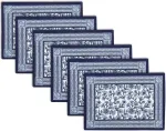 Encasa Xo valgomojo stalo padėkliukų rinkinys i&scaron; 6 dalių | Indigo-02 blokinis margintas medvilninis kanvos padėkliukas &ndash; 46 x 32 cm | Jaipur Sanganeri rankų darbo marginimas