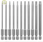 Haisheng Torx antgalių rinkinys, ypač ilgas magnetinis atsuktuvas 100 mm Torx su skylute, &scaron;e&scaron;iabriaunis kotas, elektrinis atsuktuvas T6-t40 S2 plieno žvaigždės galvutė, 11 dalių