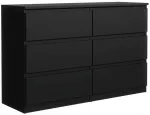Komoda su 6 stalčiais, 140 cm, juoda, moderni