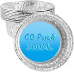 Ldxdru 60 vnt. mažų apkepų indų rinkinys, grilio padėklas 12 cm aliuminio apvalus dubuo 250 ml aliuminio dubenys vienkartiniai tortų dubenys kepimui, gaminimui, konteineris