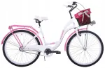 Moteri&scaron;kas miesto dviratis 26 Kozbike, 3 bėgiai, baltas-rožinis