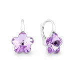 Spark Sidabriniai auskarai moterims DiamondSky &bdquo;Sunny Flower II (Violet)&ldquo; su Swarovski kristalais