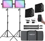 Ambitful 2 Rgb vaizdo ap&scaron;vietimo rinkiniai, Rgb spalvų Led vaizdo &scaron;viesos rinkinys su programėlės valdymu, 2 P35r fotografijos ap&scaron;vietimo rinkiniai Cri/tlci 97+ su softbox'u, skirti Tiktok Youtube, žaidimams, Zoom