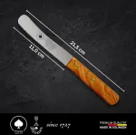 Solingen peiliai, 2 vnt. alyvuogių spalvos medinė rankena, dantytas kra&scaron;tas, auk&scaron;čiausios kokybės kupriaus peilis, nerūdijančio plieno a&scaron;menys, 11 cm - virtuvinis peilis, duonos peilis, pusryčių peilis, plonas pjovimas ir rankų traukimas, pagaminta V ...