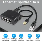 Xmsjsiy Ethernet skirstytuvas 1 į 3 interneto ethernet jungiklis Rj45 į 3 tinklo skirstytuvo adapterio keitiklis 100 Mbps didelio greičio Lan skirstytuvas, skirtas Cat5/5e/6/7/8 (1 M&acirc;le &agrave; 3 Femelle)