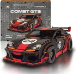 Unidragon originalus 3d medinis galvosūkis - 219 detalių, Unimodels Comet Gts Juodas/red, 26.8 x 13.3 x 7.8 cm, dovanos vyrams, berniukams, modelių rinkinys suaugusiems