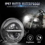 Tinmagi 5.75 colių led motociklo priekinis žibintas 6000 K 30 W, apvalus priekinis žibintas harley, airsoft, dyna, sportster ir visiems kitiems modeliams, juodas