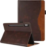 Casafuny dėklas, skirtas Lenovo Tab P12 12.7 colių 2023 m. su ra&scaron;iklio laikikliu, auk&scaron;čiausios kokybės Pu odos verslo daugia kampų folio apsauginis dėklas su dokumentų skyreliais, skirtas Lenovo Tab P12 2023 12.7 colių, rudas