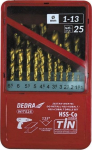 Grąžtas Dedra Rinkinys metalui HSSkobaltasTiN 25 vnt 135