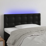 Galvūgalis su LED, juodos spalvos, 90x5x78/88cm, dirbtinė oda