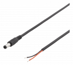 Kabelis DELTACO 5.5x2.1mm DC to open ended wire, 2m, 20AWG, juodas / DEL-109UB
