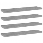Knygų lentynos plok&scaron;tės, 4vnt., betono pilkos, 40x10x1,5cm, MDP