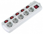 Electraline Ilgintuvas su įžeminimu ir jungikliu 5-viet./3x1mm2 /1.5m baltas